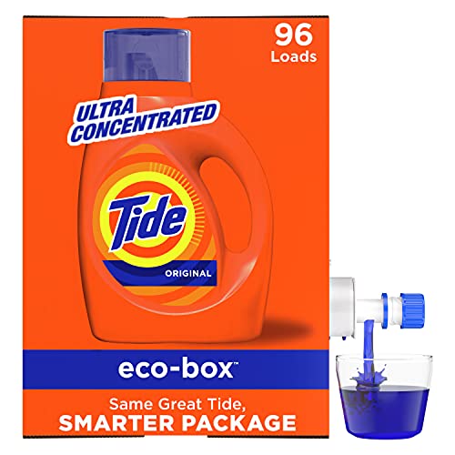 Book Cover Tide Liquid Laundry Detergent Soap Eco-Box, Ultra Concentrated High Efficiency (HE), Original Scent, 96 Loads