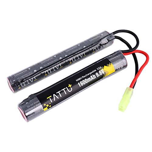 TATTU 9.6V NiMH Battery 1600mAh Butterfly Nunchuck Stick Rechargeable Battery Pack with TMY Connector for Airsoft Gun ICS CA TM SRC JG G36 G&M733