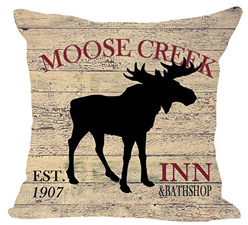 Book Cover European Retro Animal Moose Creek inn and Bath Shop Elk Ridge Lodge Cotton Linen Square Throw Waist Pillow Case Decorative Cushion Cover Pillowcase Sofa 18