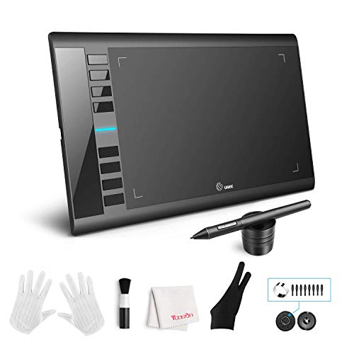 UGEE M708 Graphics Tablet, 8192 Levels of Pressure Battery-Free Pen, 10 x 6 inch Large Active Area Drawing Tablet with 8 Hot Keys for Windows 10 /8/7 & Mac OS Digital Artist,Designer,Beginner Amateur