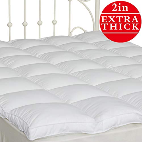 SUFUEE King Mattress Topper Down Alternative Overfilled 2" Thick Pillow Top Mattress Cover Soft Fluffy and Warm Hotel Quality (76" x80'')