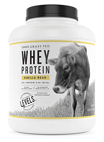 Levels 100% Grass Fed Whey Protein, No GMOs, Vanilla Bean, 5LB