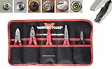 VAMPLIERS 5-PC Screw Extractor Pliers Set. Made in Japan: 8" Linesman, 7.5" Needle Nose, 7" Slip Joint, 6.25", 5" Mini Pliers + Rolling Tool Pouch. Stripped Screw Removal Tools