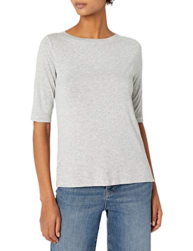 Daily Ritual Women's Fluid Knit Elbow-Sleeve Boat Neck Shirt