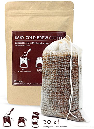 No Mess Cold Brew Coffee Filters - Easy, Single Use Filter Sock Packs, Disposable, Fine Mesh Brewing Bags for Concentrate, Iced Coffee Maker, French/Cold Press Kit, Hot Tea in Mason Jar or Pitcher
