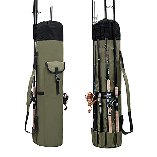 Wowelife Fishing Rod Carrier Bag, Fishing Reel Organizer Pole Storage Bag Upgraded for Fishing and Traveling, A Fishing Gift for Men, Father and Friends(Green)