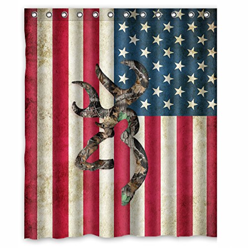 Book Cover Browning Deer Camo American Flag Printed 150x180 cm Waterproof Polyester Fabric Shower Curtain
