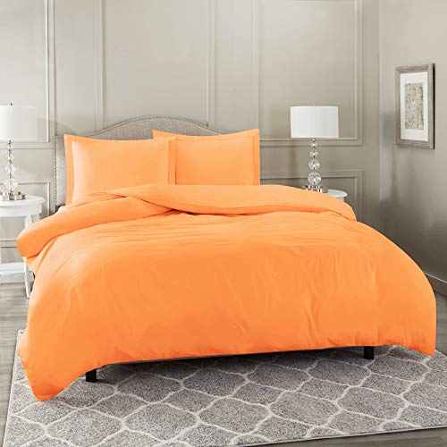 Nestl Light Orange Duvet Cover Queen Size - Soft Queen Duvet Cover Set, 3 Piece Double Brushed Duvet Covers with Button Closure, 1 Duvet Cover 90x90 inches and 2 Pillow Shams