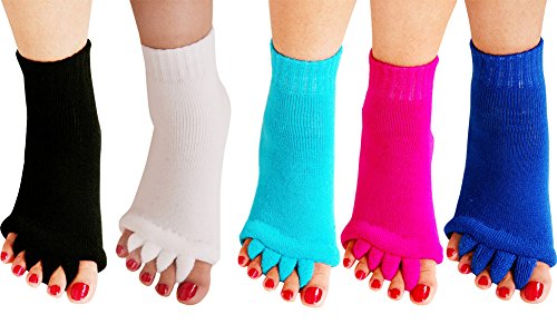 Nachvorn Yoga Sports GYM Five Toe Separator Socks Alignment Pain Health Massage Socks, Prevent Foot Cramps, One Pair,5Pairs