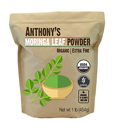 Anthony's Organic Moringa Leaf Powder, 1lb, Gluten Free, Non GMO, Vegan Friendly