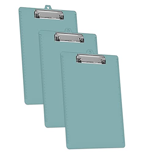 Acrimet Clipboard Letter Size A4 (13 3/8â€ x 9 7/16â€) Low Profile Clip with Side Rulers (Plastic) (Solid Green Color) (3 Pack)