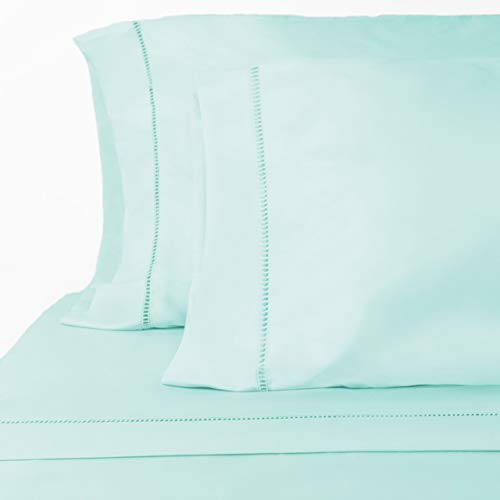 ViscoSoft Grace Premium Microfiber Aqua Sheet Set Full - 16" Deep Pockets - Embellished Lacing - 4-Piece Set