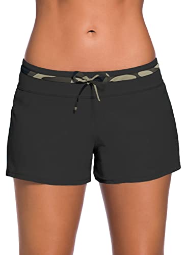 Aleumdr Womens 3" Quick Dry Swim Shorts with Panty Side Split Waistband Plus Size S - 3XL