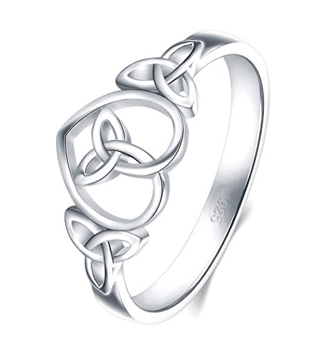 BORUO 925 Sterling Silver Ring Celtic Knot Heart High Polish Tarnish Resistant Eternity Wedding Band Stackable Ring, Benefiting The American Red Cross.