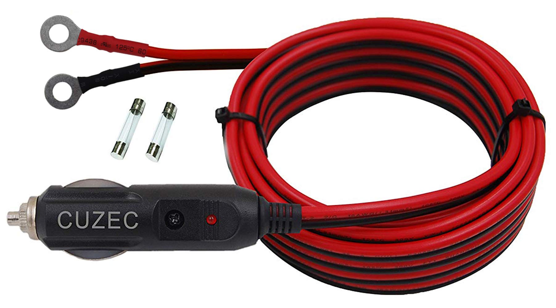 CUZEC Heavy-Duty 15A Male Plug Cigarette Lighter Adapter Power Supply Cord with 13.1ft / 4m 16 AWG Cable Wire for Car Inverter Air Pump Electric Cup and DIY (13.1FT Long)