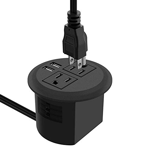 Desktop Power Grommet with USB,Recessed Power Socket with 2 AC Outlets and 2 USB Charging Ports. Desk Grommet Outlet 3in Hole,for Kitchen Table/Conference Room Outlet