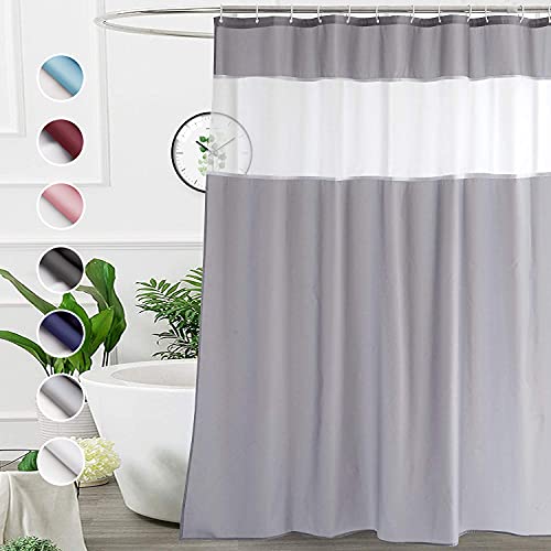 Ufriday White and Gray Shower Curtain 72-Inch by 78-Inch, Modern Shower Curtain Fabric Mildew Resistant