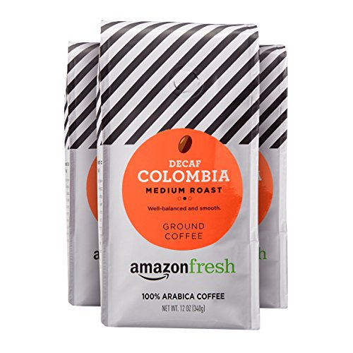 AmazonFresh Decaf Colombia Ground Coffee, Medium Roast, 12 Ounce (Pack of 3)