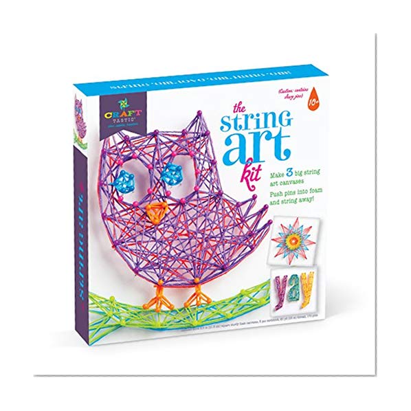 Book Cover Craft-tastic – String Art Kit – Craft Kit Makes 3 Large String Art Canvases – Owl Edition