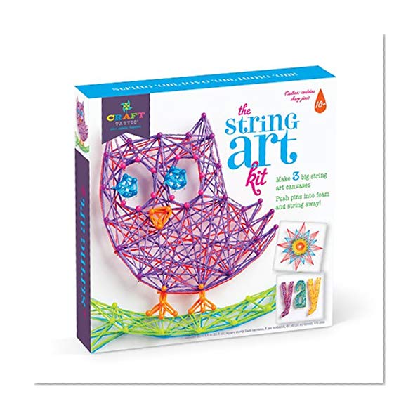 Craft-tastic – String Art Kit – Craft Kit Makes 3 Large String Art Canvases – Owl Edition