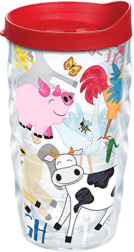 Tervis Farm Animals - Group Tumbler with Wrap and Red Lid 10oz Wavy, Clear
