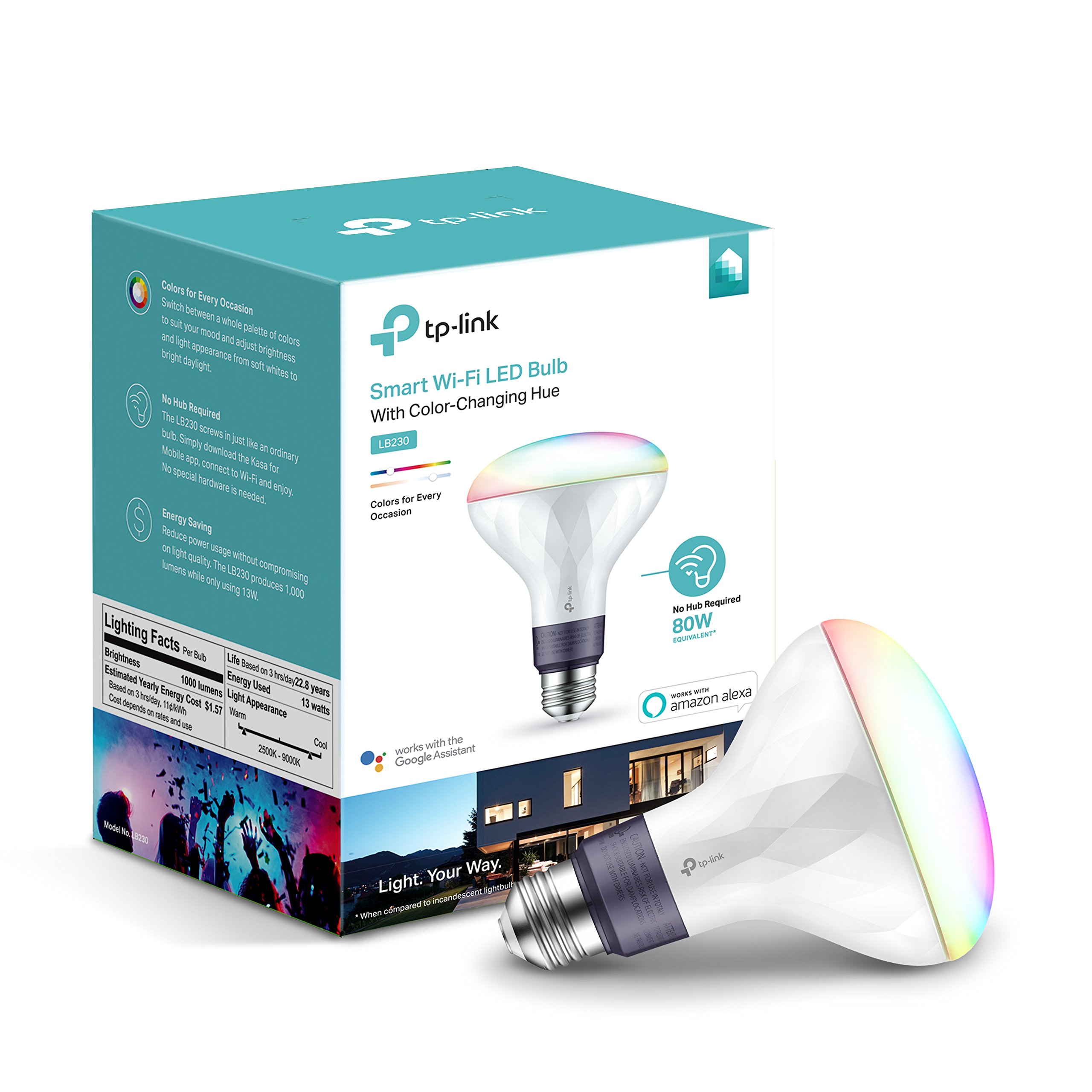 Book Cover Kasa Smart Light Bulb, Multicolor by TP-Link – WiFi Bulb, No Hub Required, Works with Alexa & Google (LB230)