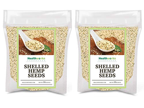 Healthworks Shelled Hemp Seeds Canadian (64 Ounces / 4 Pound) (2 x 2 Pound Bags) | Premium & All-Natural | Contains Omega 3 & 6, Fiber and Protein | Great with Shakes & Smoothies
