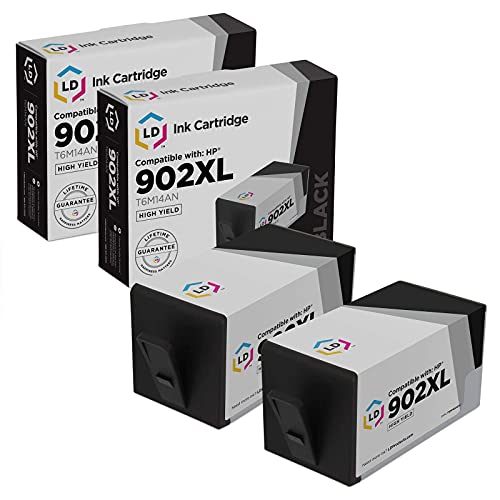 Book Cover LD Products Compatible Ink Cartridge Replacements for HP 902XL T6M14AN High Yield (Black, 2-Pack)