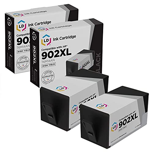 LD Products Compatible Ink Cartridge Replacements for HP 902XL T6M14AN High Yield (Black, 2-Pack)