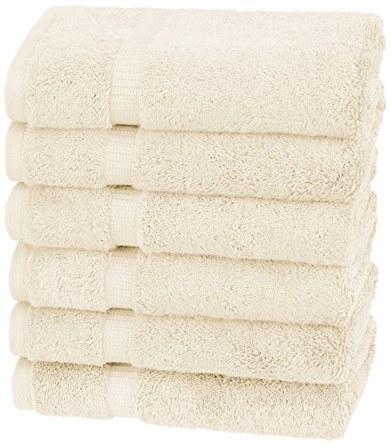 Book Cover AmazonBasics Pinzon Organic Cotton Hand Towels (6 Pack), Ivory