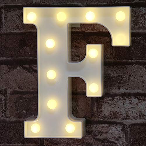 Pooqla LED Marquee Letter Lights Sign, Light Up Alphabet Letter for Home Party Wedding Decoration F