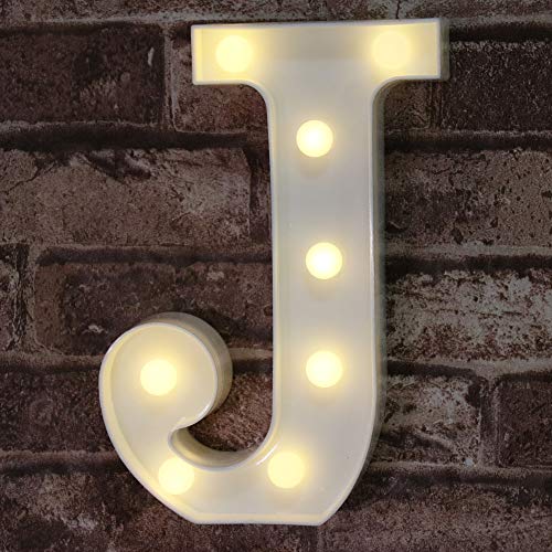 Pooqla LED Marquee Letter Lights Sign, Light Up Alphabet Letter for Home Party Wedding Decoration J