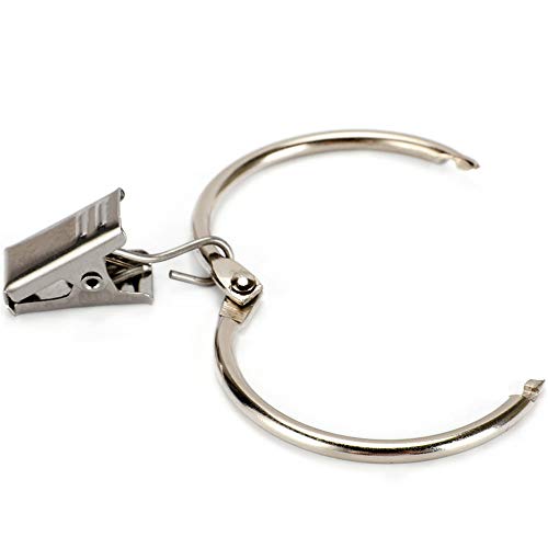 Z-Liant 24 Pack Curtain Rings with Clips : Rings Support Max. 66LB(30KG),Clips Hold Max. 11LB(5KG), Easy Open and Closed - Silver