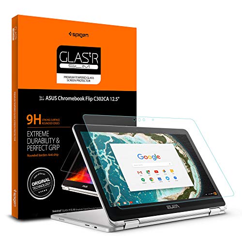 Spigen Tempered Glass Screen Protector [GlasTR Slim] Designed for ONLY Asus Chromebook Flip C302CA (12.5 inch) [9H Hardness]