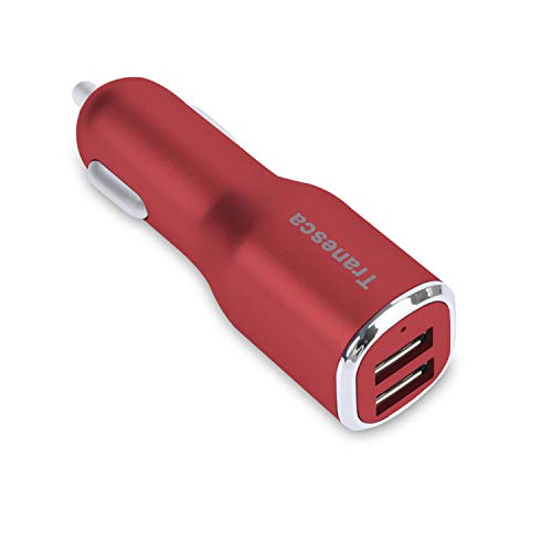 Book Cover Tranesca 4.8A/24W 2 USB Port Car Charger Compatible with iPhone X 8 7 6S 6 Plus, 5 SE 5S 5 5C, Samsung Galaxy S9 S8 S7 S6 Edge, Note 8 4, LG G6 G5 V10 V20, HTC,Nexus, iPad Pro and More-Red