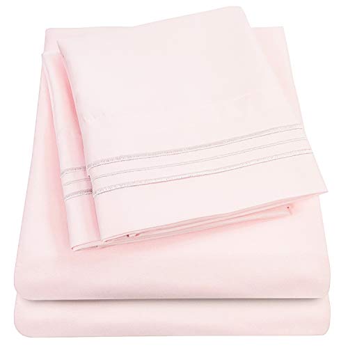 1500 Supreme Collection Queen Sheet Sets Pale Pink - Luxury Hotel Bed Sheets and Pillowcase Set for Queen Mattress - Extra Soft, Elastic Corner Straps, Deep Pocket Sheets, Queen Pale Pink