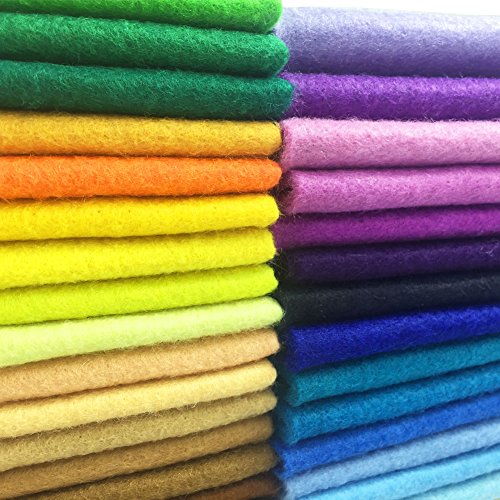AiMay 50pcs Soft Felt Fabric Pack Felt Squares Sheets for DIY Craft Assorted Colors 1.4mm Thickness (20 cm x 30 cm)