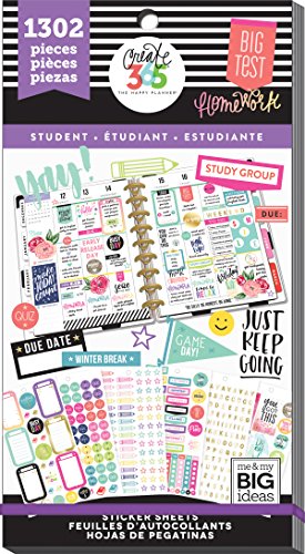 me & my BIG ideas Sticker Value Pack for Classic Planner - The Happy Planner Scrapbooking Supplies - Student Theme - Multi-Color - Great for Projects & Albums - 30 Sheets, 1302 Stickers Total