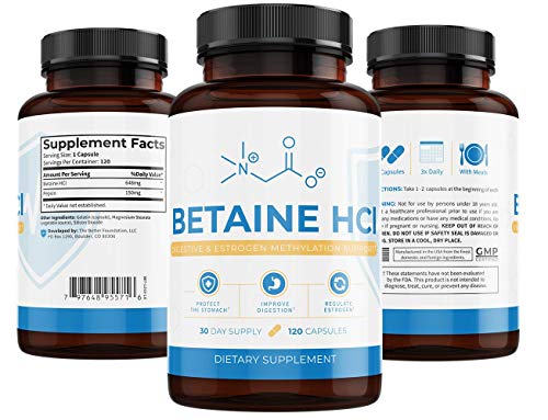 UMZU: Betaine HCl - Digestive Support - 120 Capsules - Improve Gut Health and Function - Increase Hydrochloric Acid and Pepsin - All Natural Ingredients - Vegetarian Formula - Made in The USA