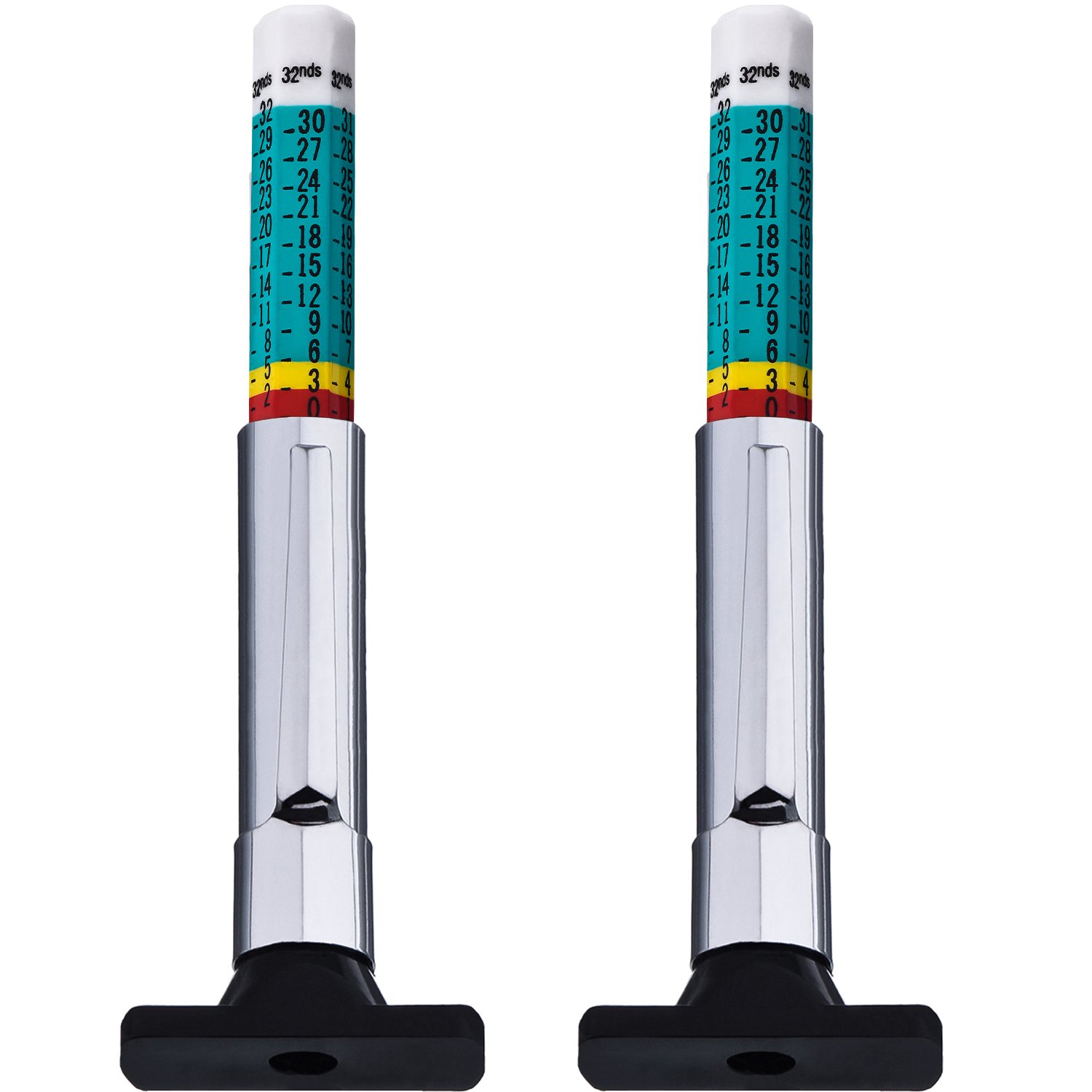 Outus 2 Pack Color Tyre Tread Depth Gauge Measurement Tools 32nds Color Coded Tire Thread Gauge Tool for Cars Trucks, Green
