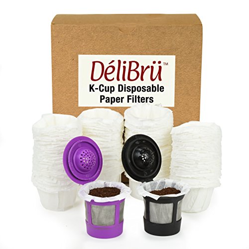 Book Cover K Cup Filters - Pack of 300 - Fits With All Reusable Coffee Pods - Compostable and Disposable Coffee Filters for Keurig Single Cup by Delibru