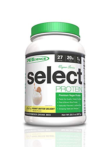 PEScience Select Vegan Protein Powder, Peanut Butter, 27 Serving, Pea and Brown Rice Blend