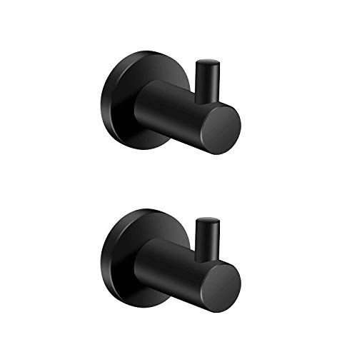 Marmolux Acc Coat Hook Bathroom Single Towel Robe Door Hook Kithcen Bath Hardware Wall Mounted Stainless Steel Satin Black Coating 2 Pack