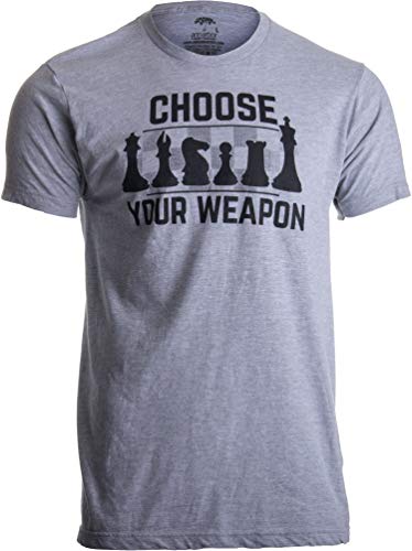 Ann Arbor T-shirt Co. Chess - Choose Your Weapon | Funny Player Joke, Club Team Set Game Humor T-Shirt-(Adult, M) Sport Grey