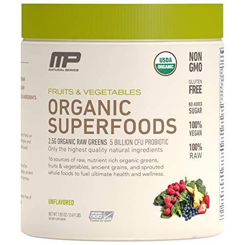 MP Organic Superfoods, Certified USDA Organic, Healthy Fruit and Vegetable Powder Drink with Probiotics, Gluten Free, All Natural, Unflavored, 30 Servings