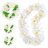 Hawaiian Headpiece,Hawaiian Flower Leis Jumbo Necklace Bracelets Headband Set for Luau Party Decoration Supplies for Hawaiian Luau Party by LovesTown