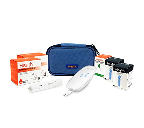 iHealth Smart Wireless Gluco Monitoring with 100 Test Strips, 100 Lancets and Control Solution