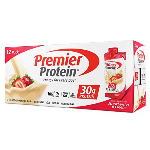 Premier Protein 30g Protein Shakes, Strawberries & Cream 11 Fluid Ounces - Economy Special size of 12 Pack total