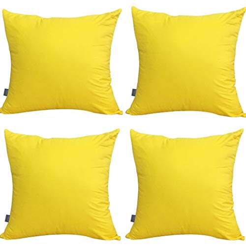 Book Cover 4-Pack Cotton Throw Pillow Case Square Cushion Cover Comfortable Solid Decorative Pillowcase (Cover Only,No Insert)(18x18 inch/ 45x45cm,Yellow)