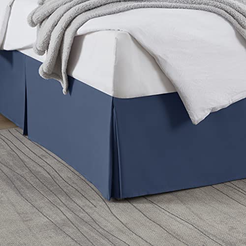 Nestl Pleated Bed Skirt, Easy Fit Bed Skirt, 14â€ Inch Tailored Drop Bed Skirt, Soft Double Brushed Premium Microfiber Bed Skirt, Luxury Bedskirt Hotel Quality Bed Ruffle, Cal King Bed Skirt Dark Blue
